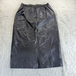 Vintage Venezia Vitale Leather Midi Skirt Lined Black Medium Goth Edgy 80s 90s